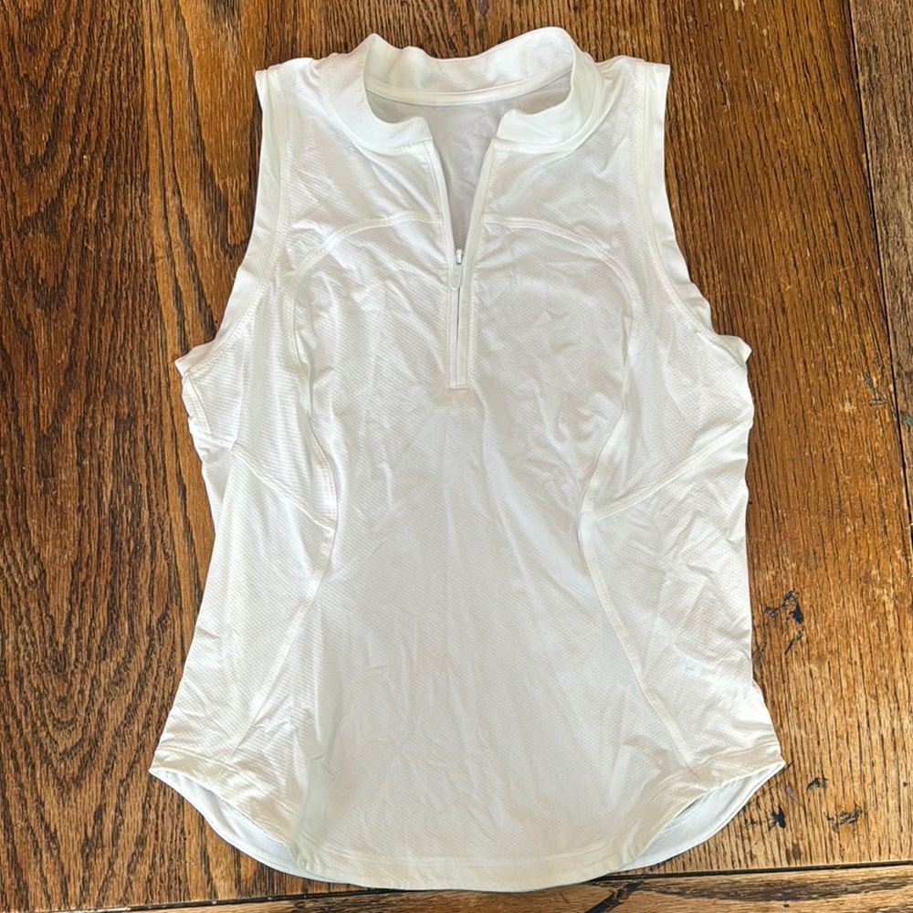 Lululemon Athletica White Fitted Polo Tank Top